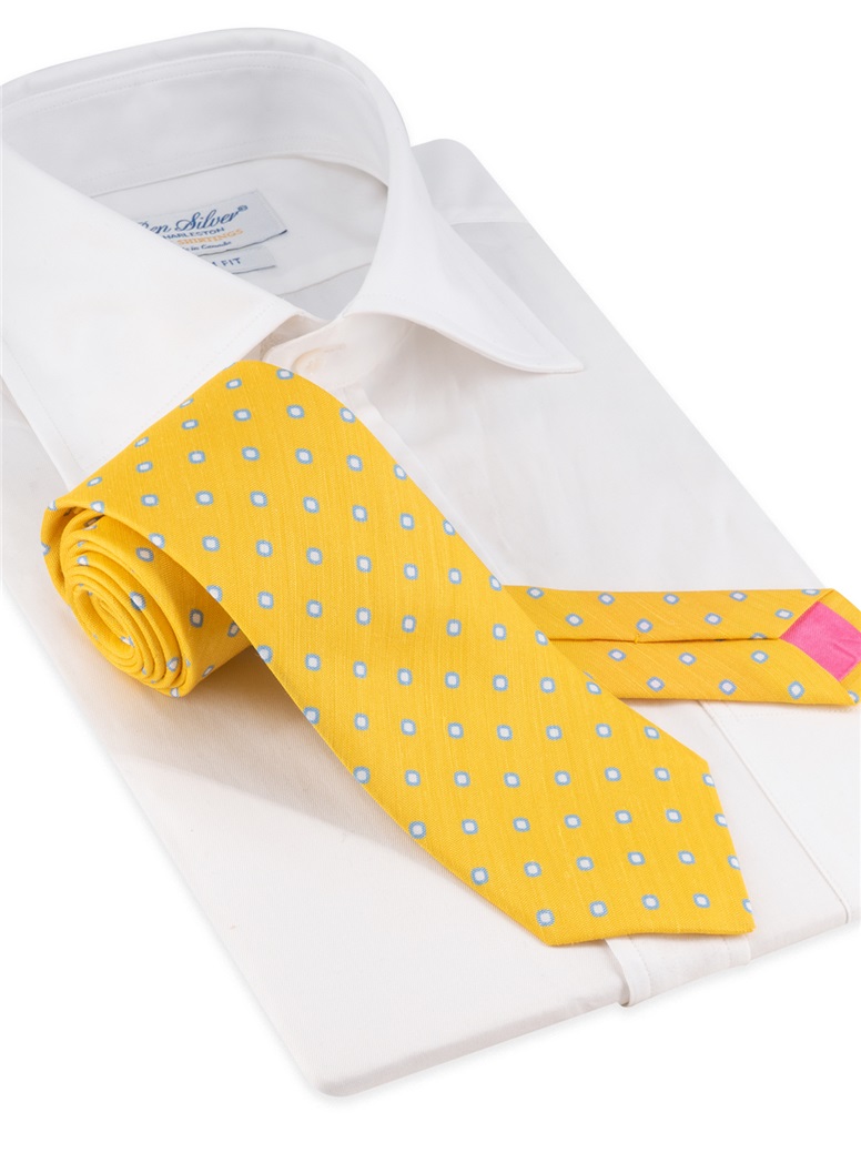 Silk and Linen Dot Tie in Sun