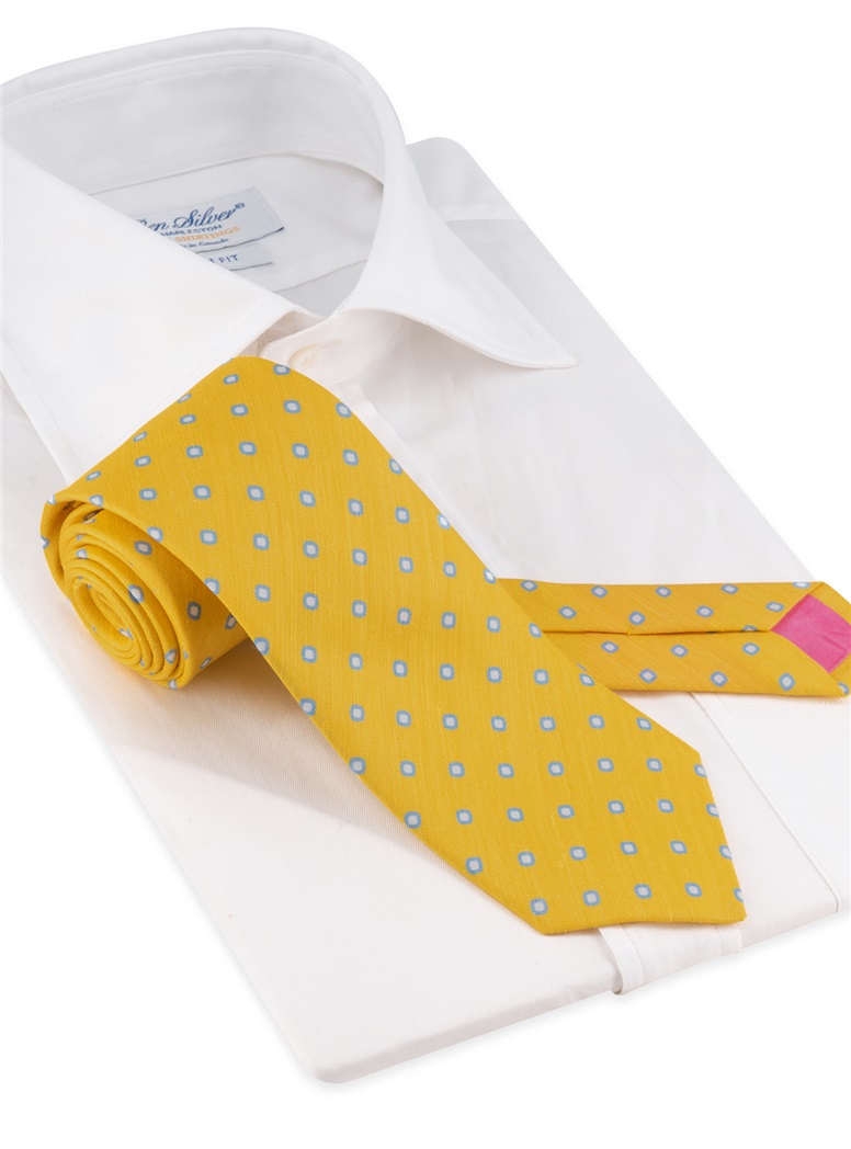 Silk and Linen Dot Tie in Sun