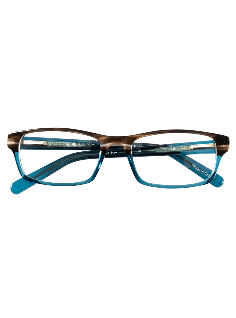 Slim Rectangular Children's Frame in Brown and Teal