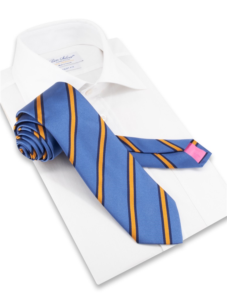 Silk Striped Tie in Cornflower