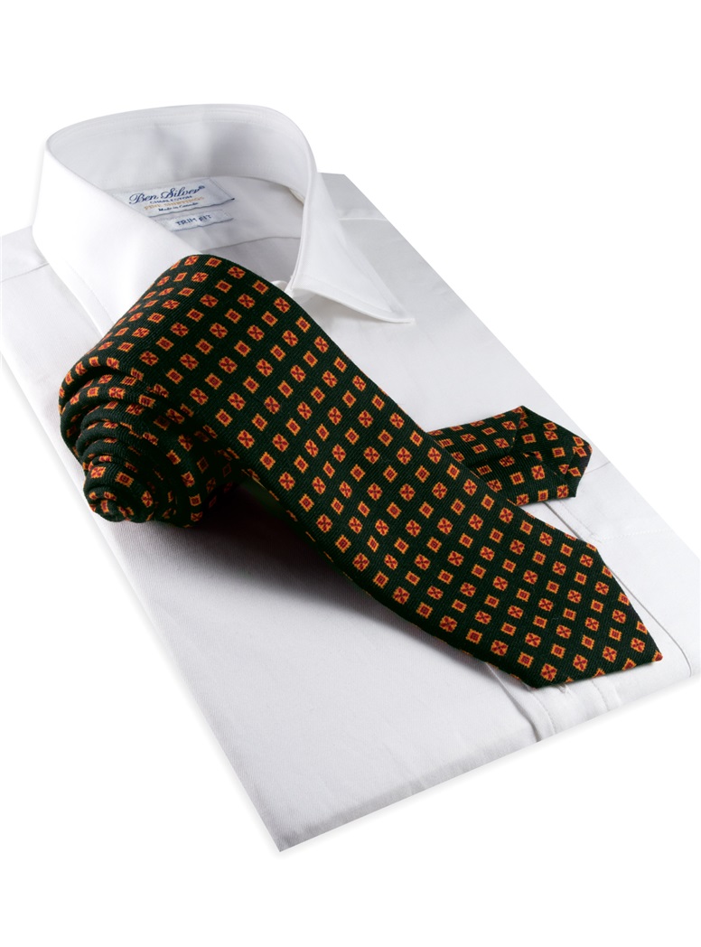 Wool & Silk Printed Neat Tie Forest