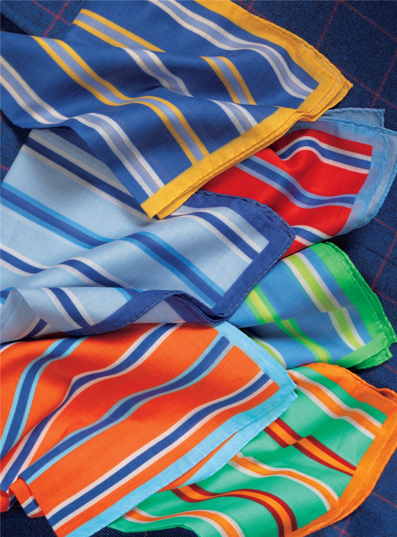 Cotton Stripe Pocket Squares