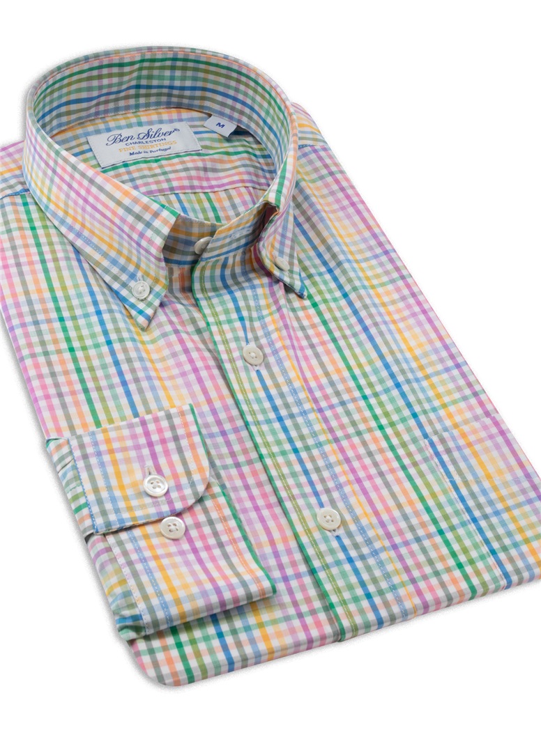 Multi-Colored Check Button Down