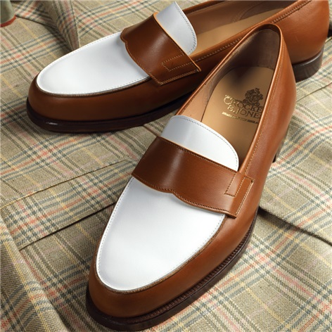 The Crewe Loafer in Tan and White Calfskin