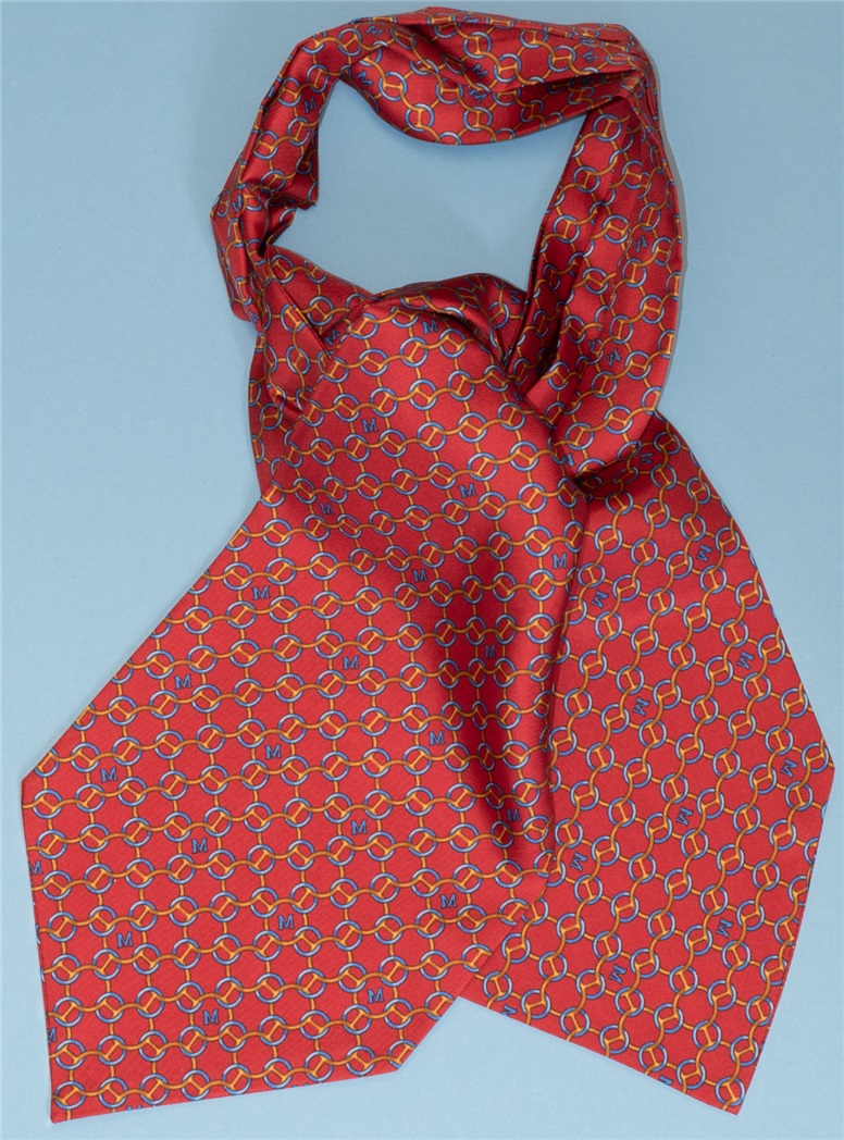 Silk Patterned Ascot in Red