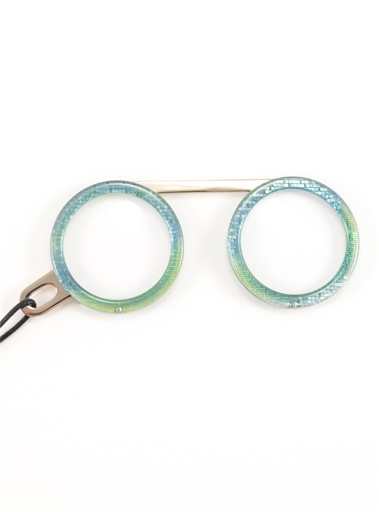 Fassamano Readers in Iridescent Turquoise, 3.00 Lenses