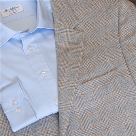 Grey Glen Plaid Cashmere Sport Coat with Golden Windowpane