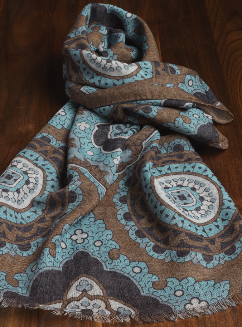 Wool Scarf in a Medallion Motif