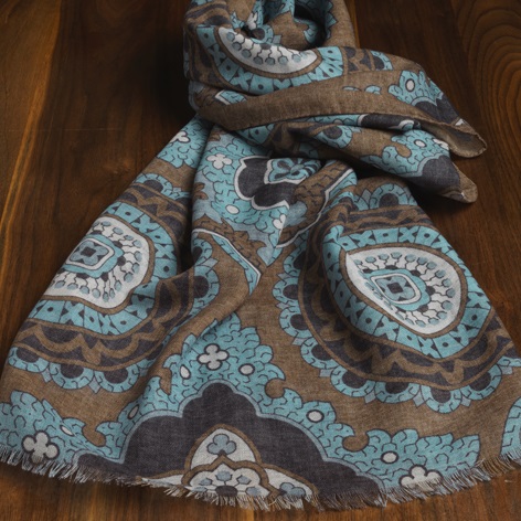 Wool Scarf in a Medallion Motif