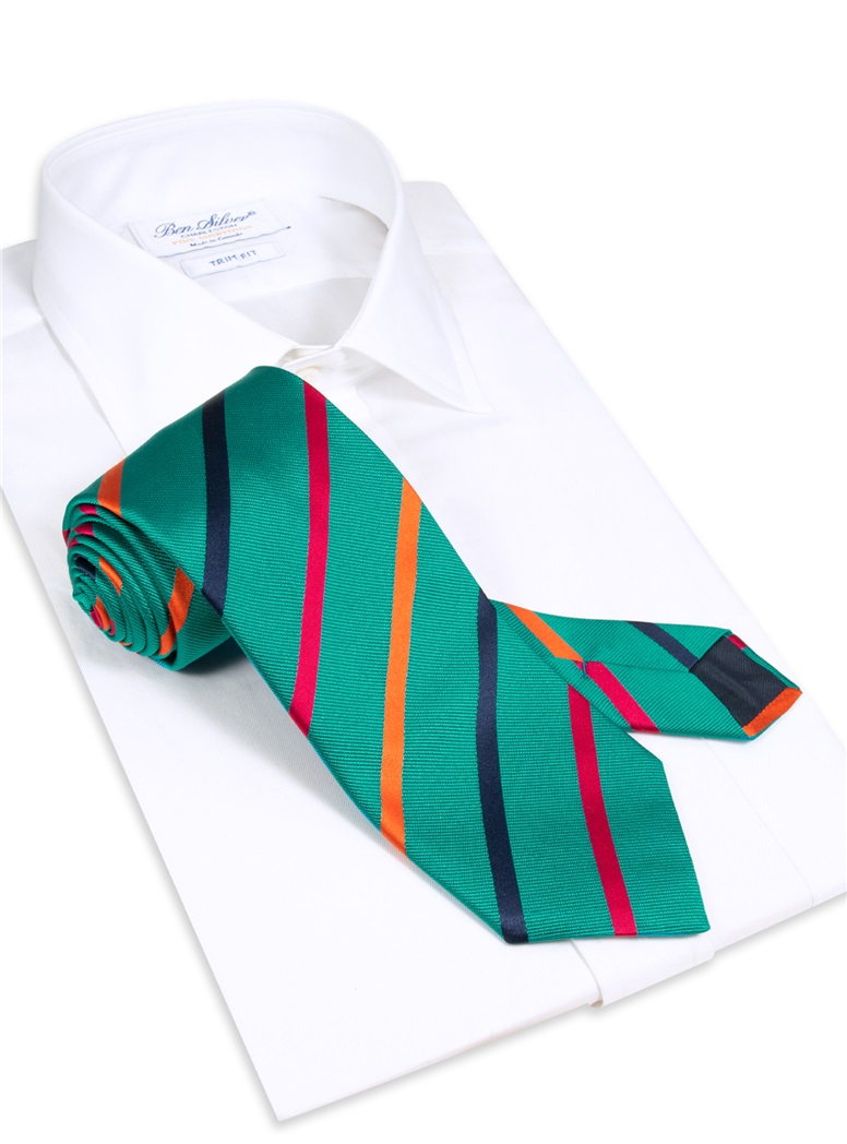 Silk Bar Striped Tie in Teal