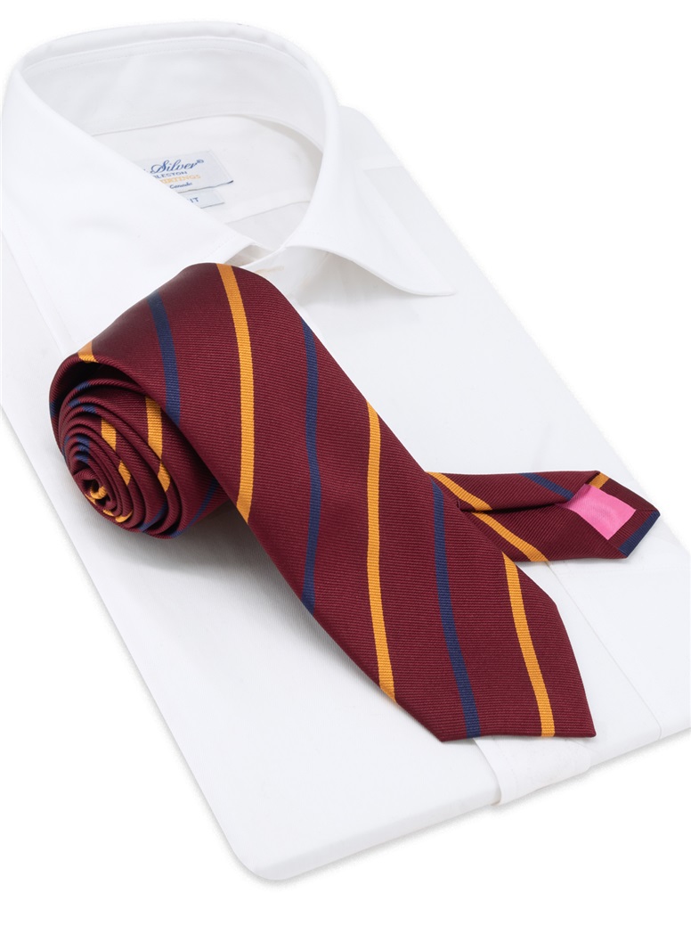 Silk Bar Striped Tie in Wine