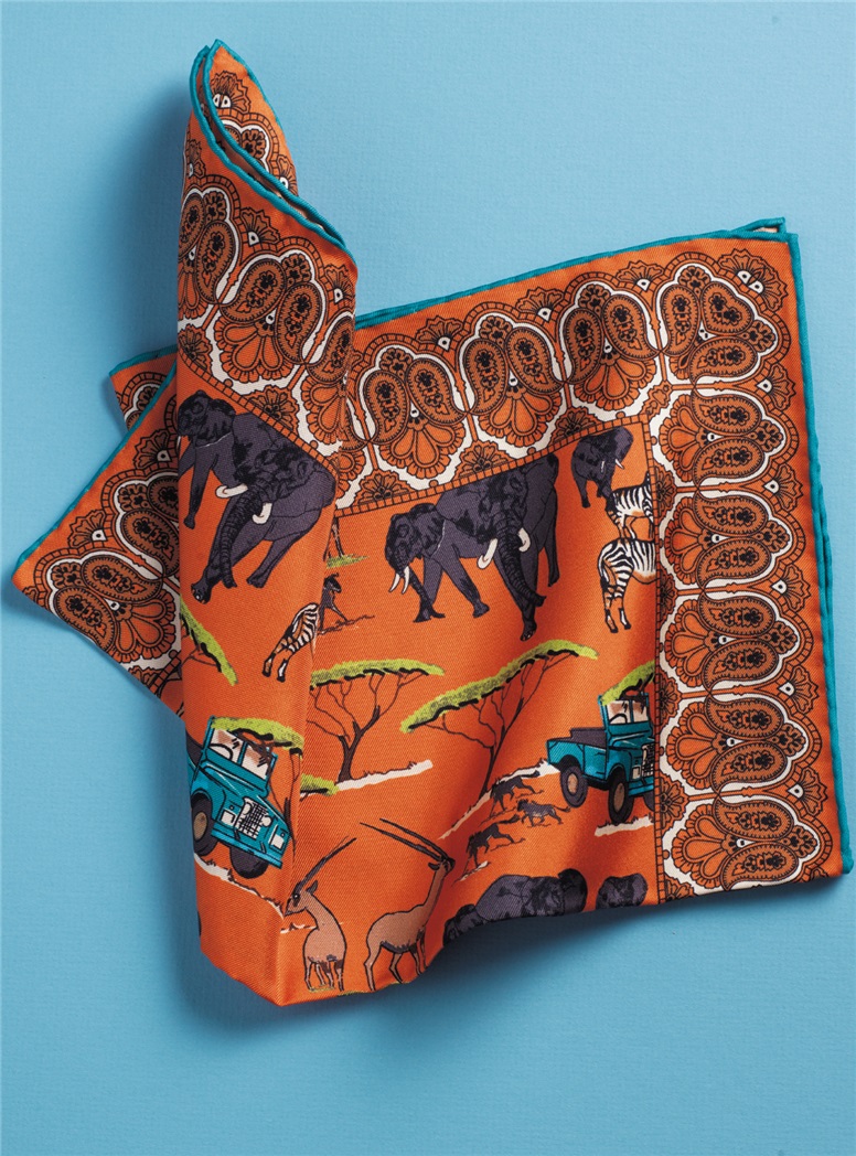 Silk Safari Motif Pocket Squares