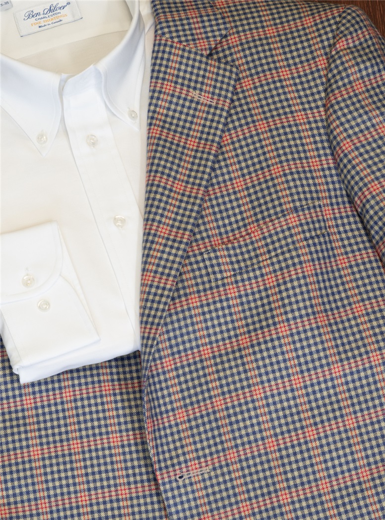 Straw and Indigo District Check Sport Coat in Cashmere, Wool and Silk