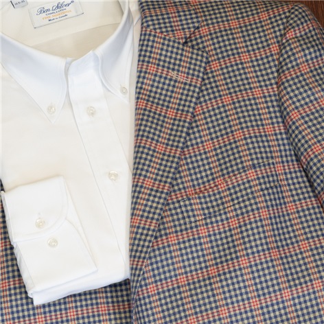 Straw and Indigo District Check Sport Coat in Cashmere, Wool and Silk