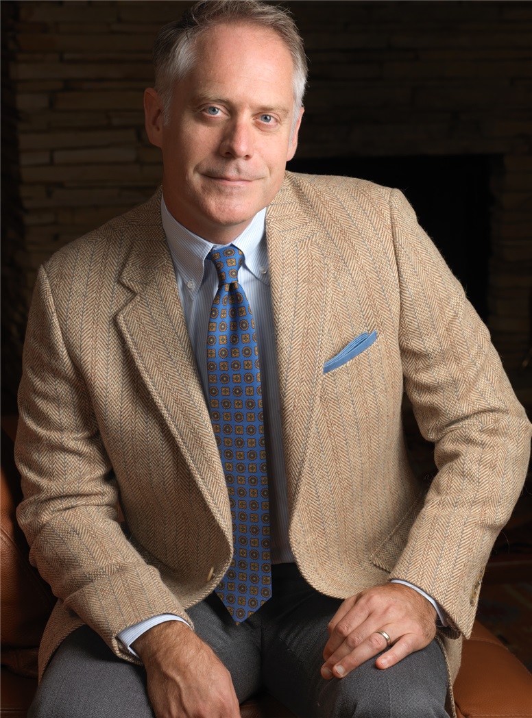 Tan Donegal Herringbone Sport Coat with Dusty Blue Stripe