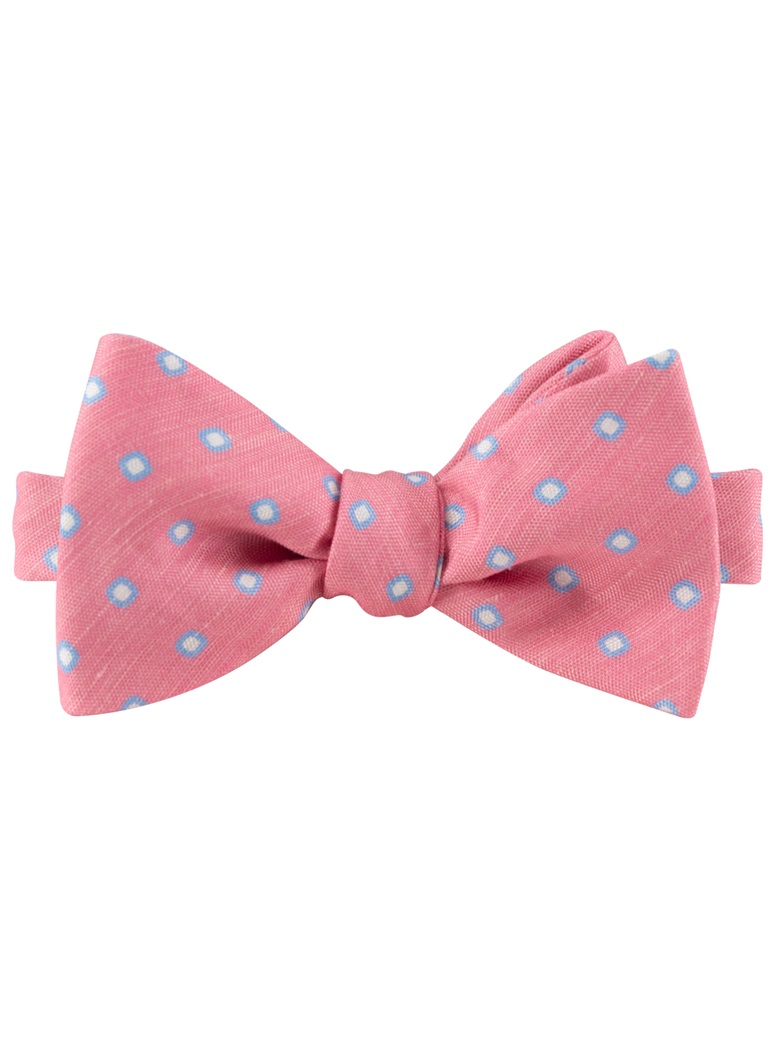Silk and Linen Dot Bow Tie in Rose