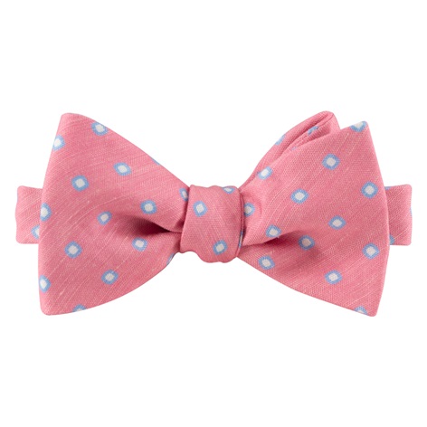 Silk and Linen Dot Bow Tie in Rose