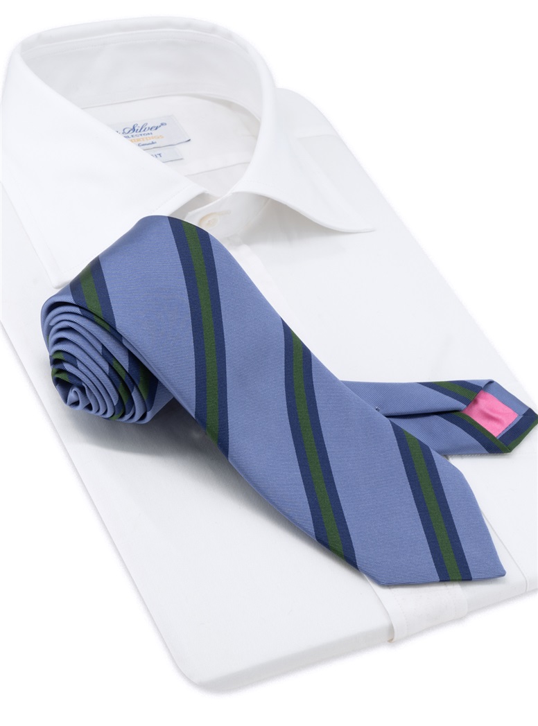 Mogador Silk Striped Tie in Mist