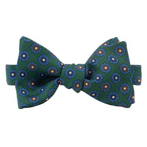 Printed Silk Bow Tie in Kelly Green
