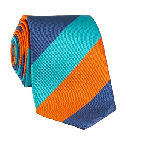 Silk Block Stripe in Navy, Orange, and Teal