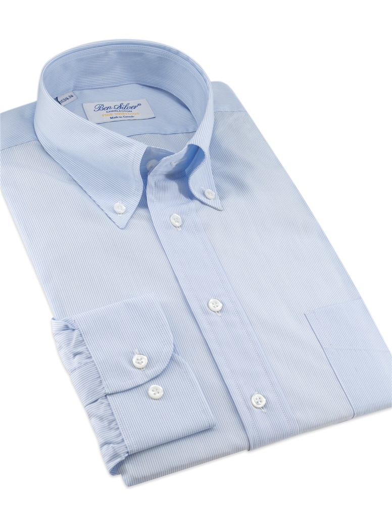 140s Blue and White Bengal Stripe Button Down