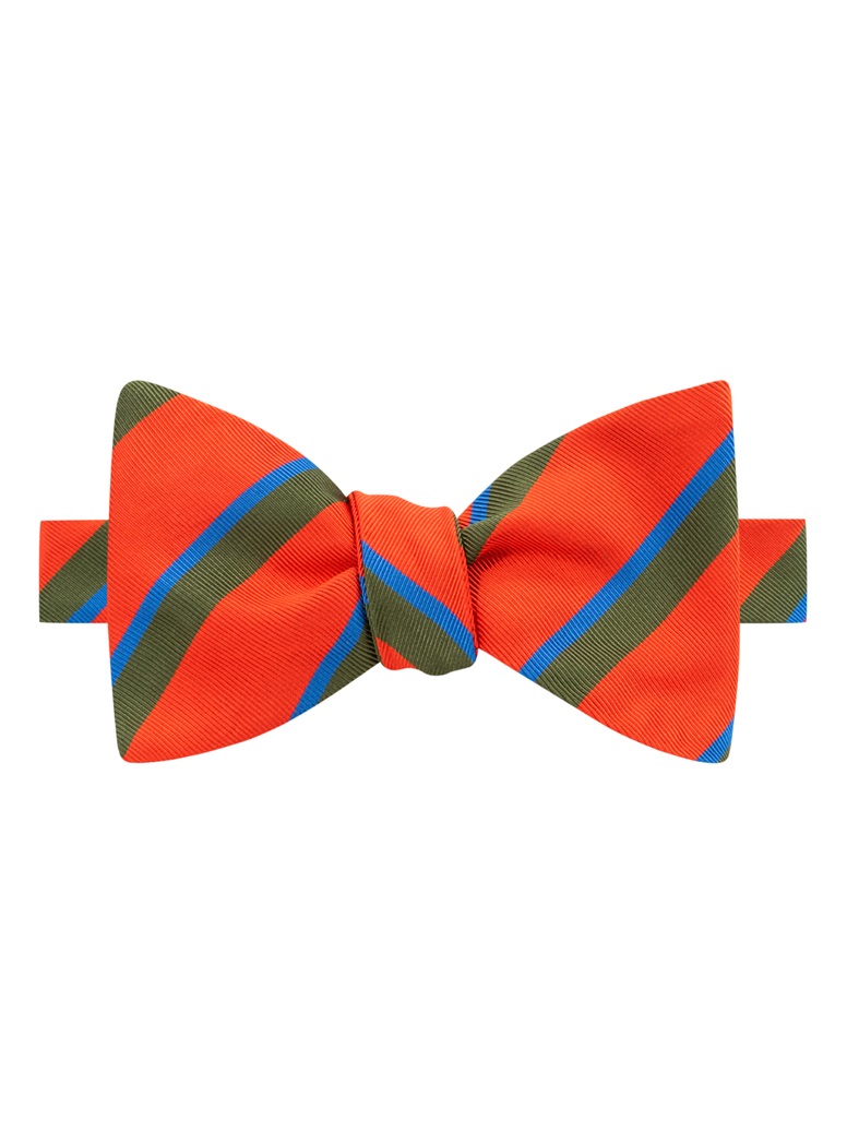 Mogador Silk Double Stripe Bow Tie in Tangerine