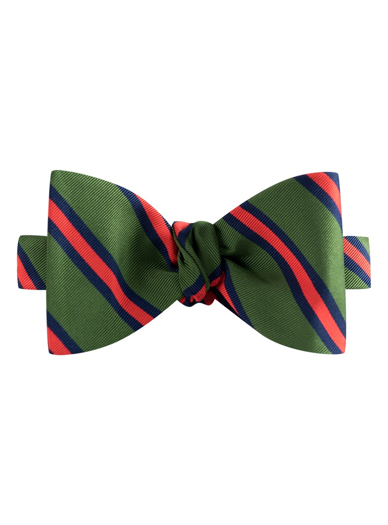 Mogador Silk Stripe Bow Tie in Leaf and Chilli