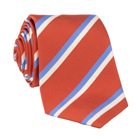 Mogador Silk Striped Tie in Brick
