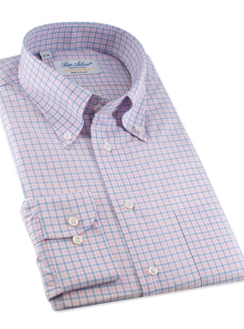 Pink and Blue Check Button Down
