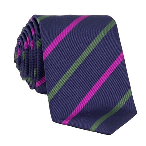 Silk Bar Striped Tie in Navy
