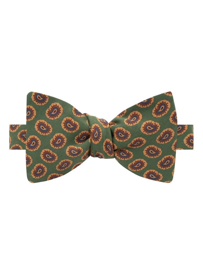 Silk Paisley Printed Bow Tie in Fern