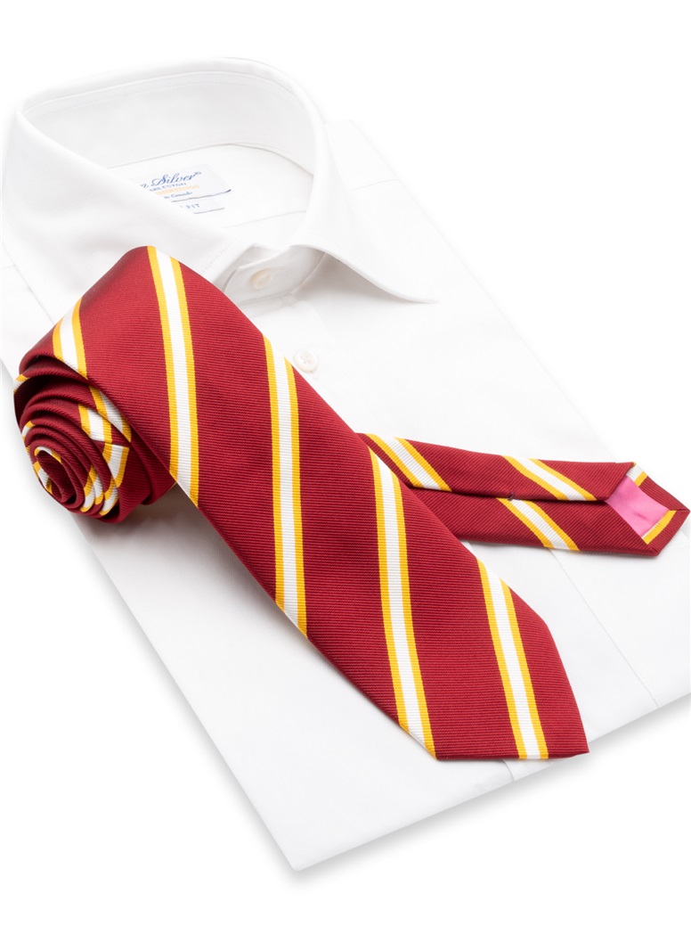 Silk Striped Tie in Burgundy