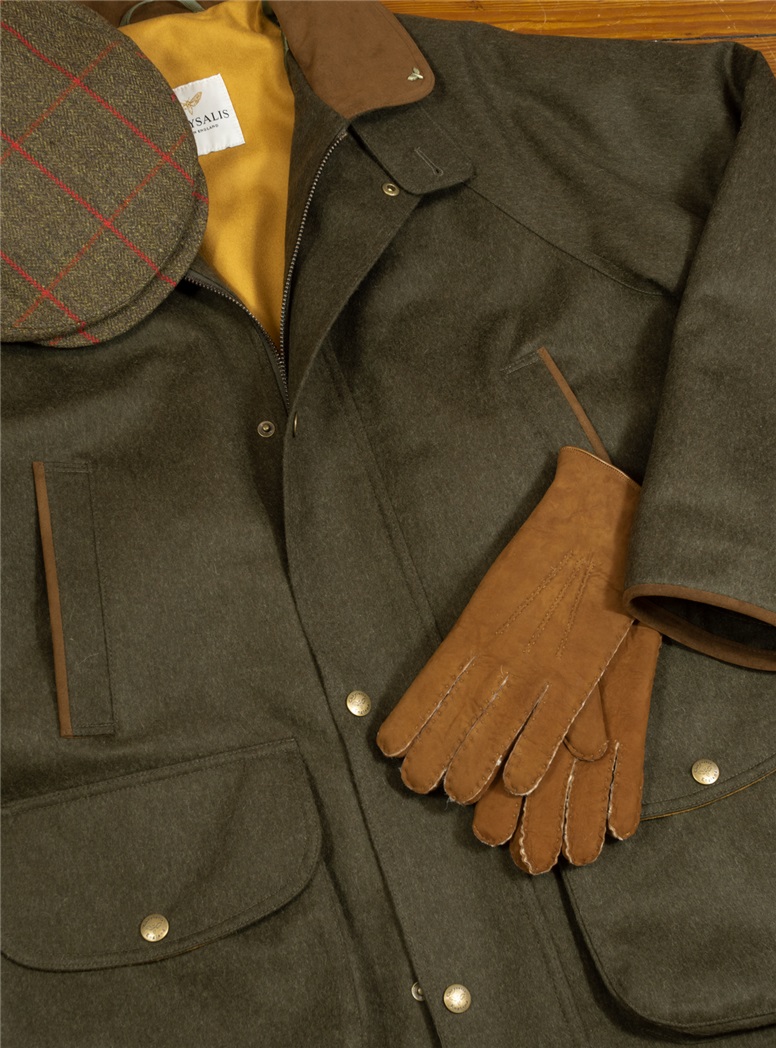Wool Field Coat in Olive Green