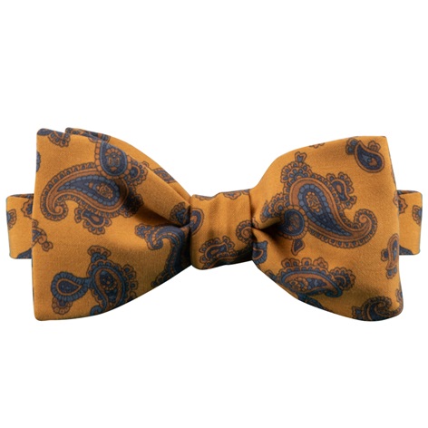Silk Paisley Bow Tie in Gold