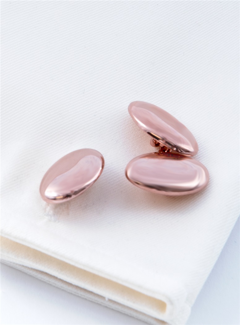 Rose Gold Stone Oval Cufflinks