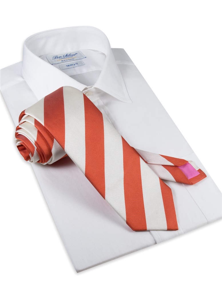 Silk Block Stripe Tie in Copper