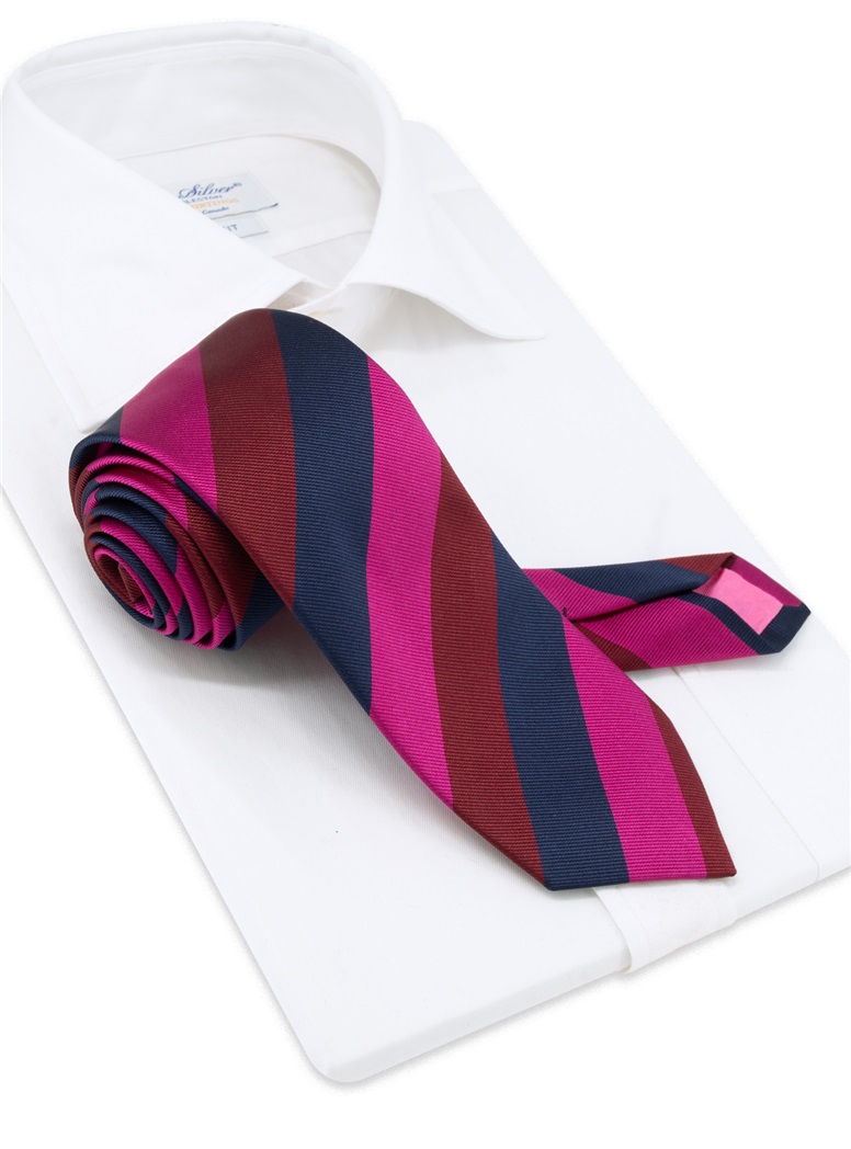 Silk Block Striped in Deep Pink