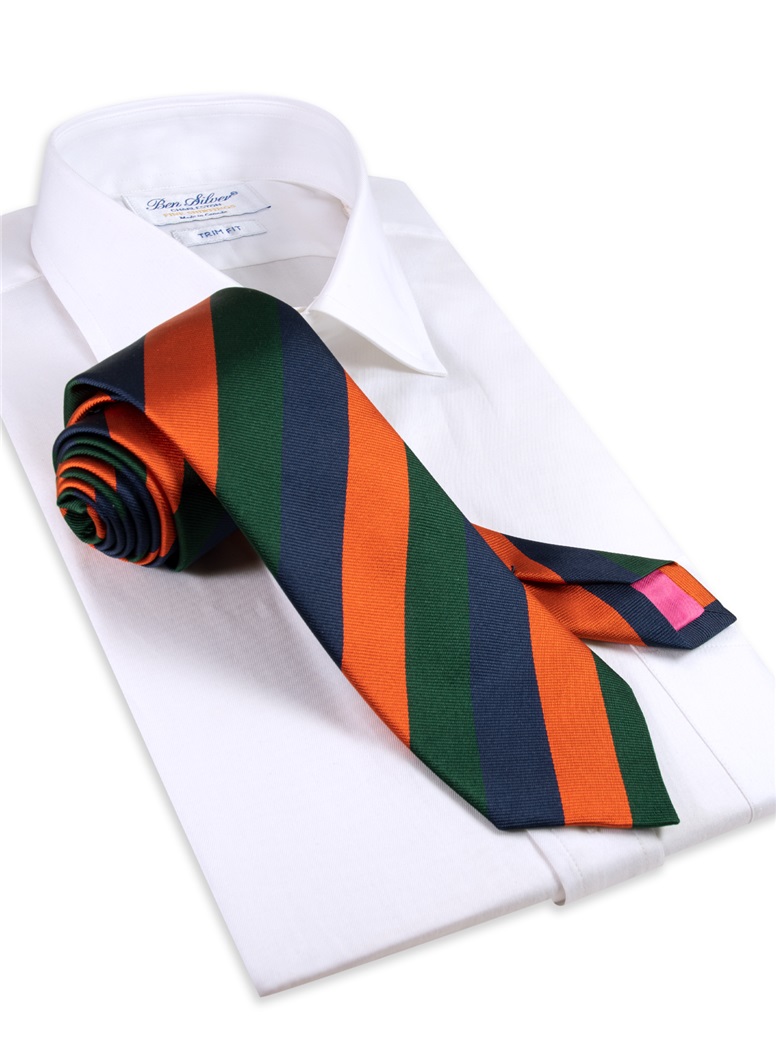 Silk Multi-Stripe Tie in Tangerine