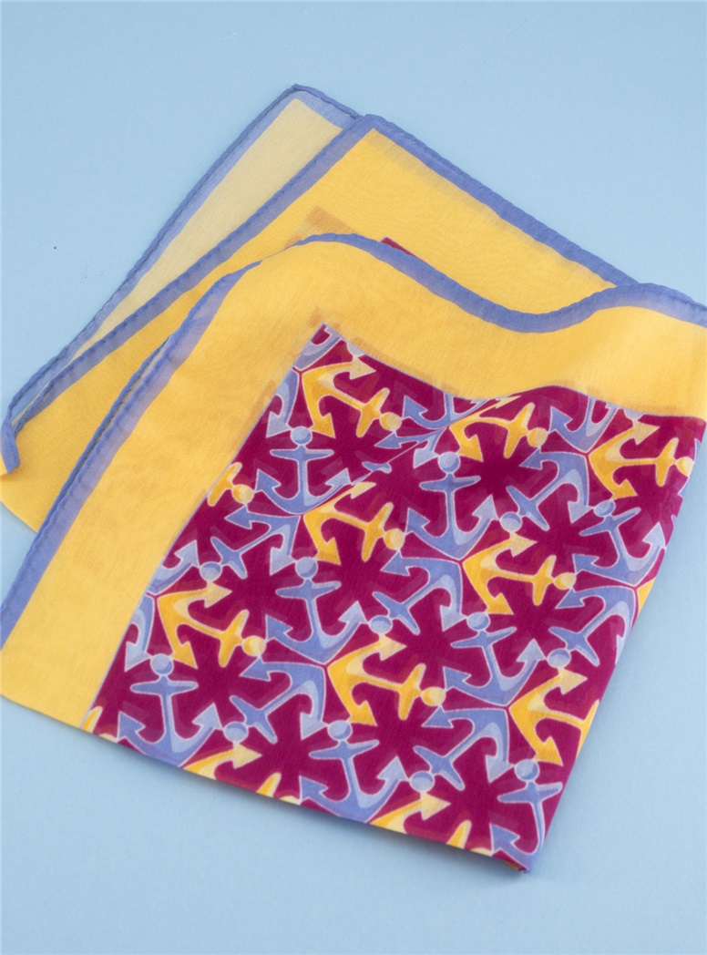 Silk Printed Anchor Motif Pocket Square