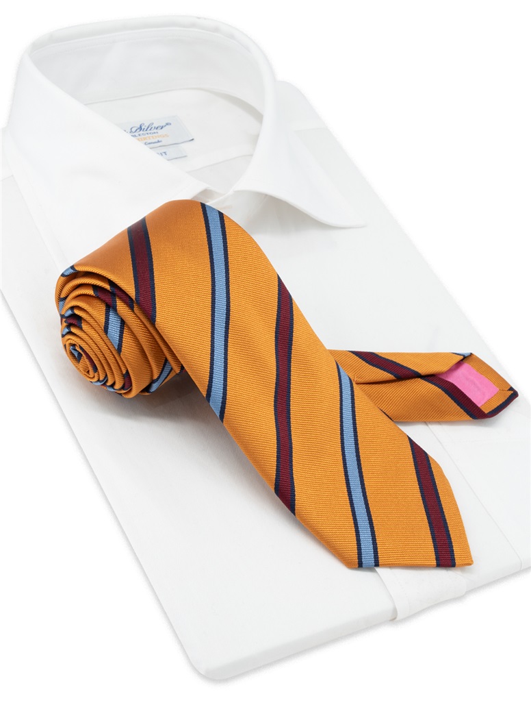 Silk Striped Tie in Amber