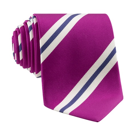 Silk Striped Tie in Magenta