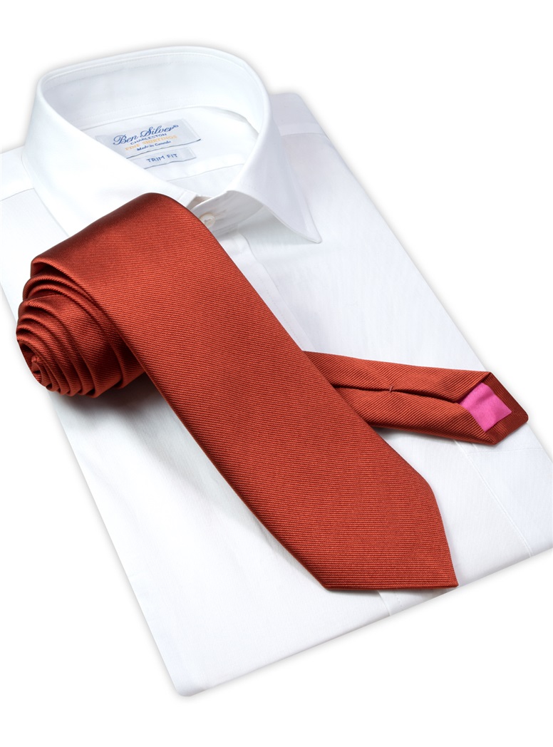 Silk Signature Solid Tie in Burnt Orange