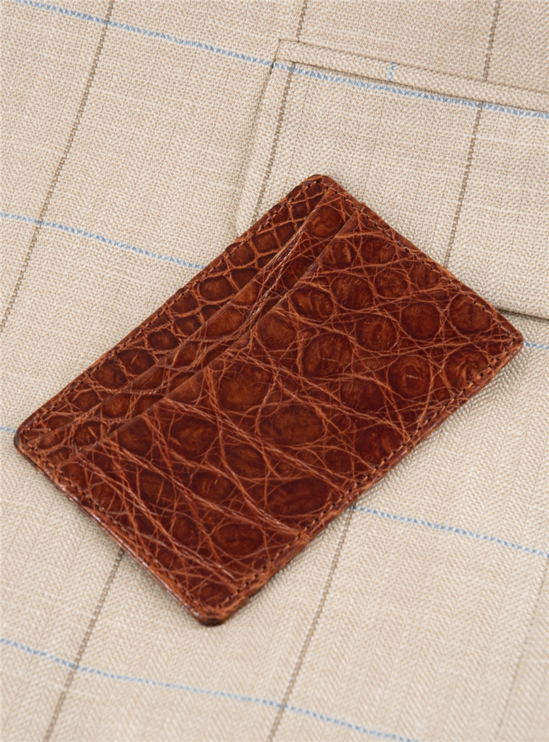 Alligator Card Case in Cognac