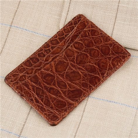 Alligator Card Case in Cognac