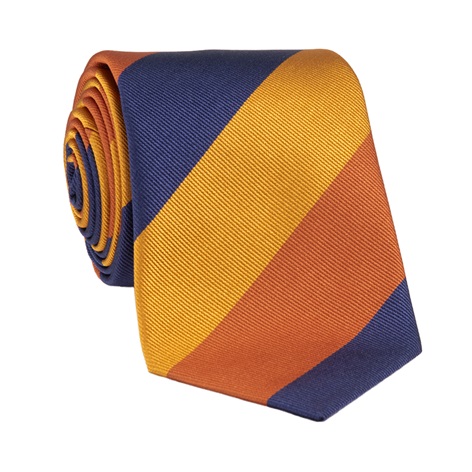 Silk Block Stripe Tie in Gold