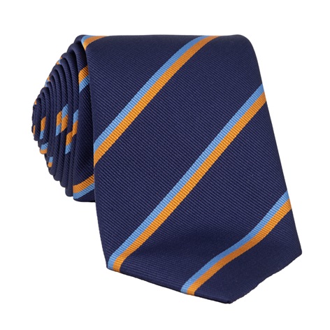 Silk Double Striped Tie in Navy