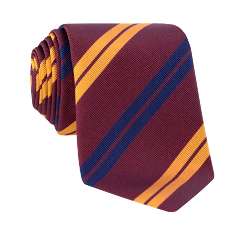 Silk Double Striped Tie in Wine