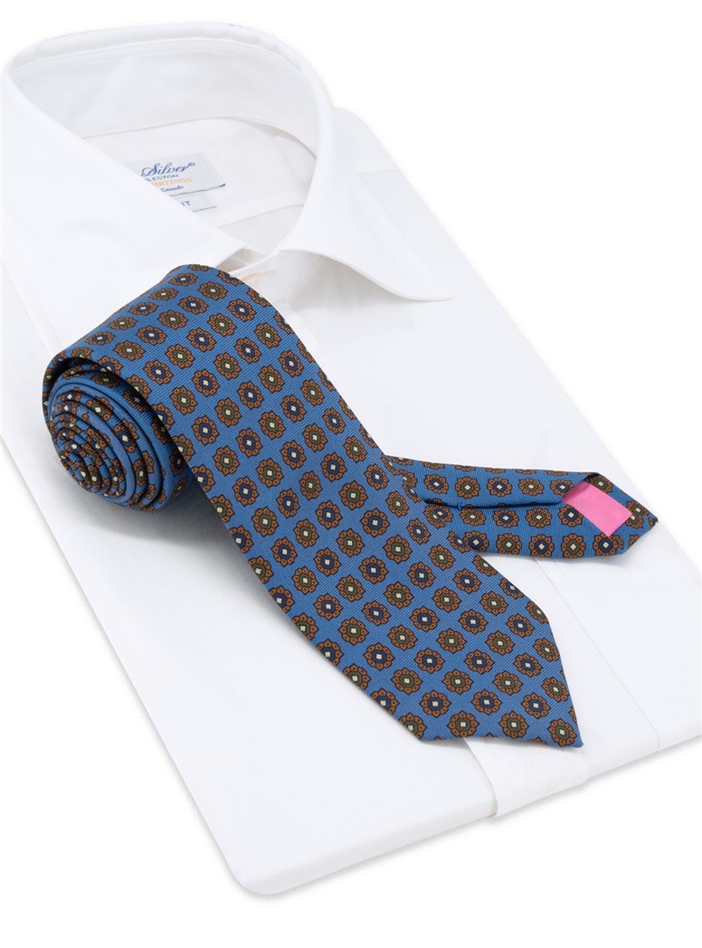 Silk Neat Tie in Cobalt