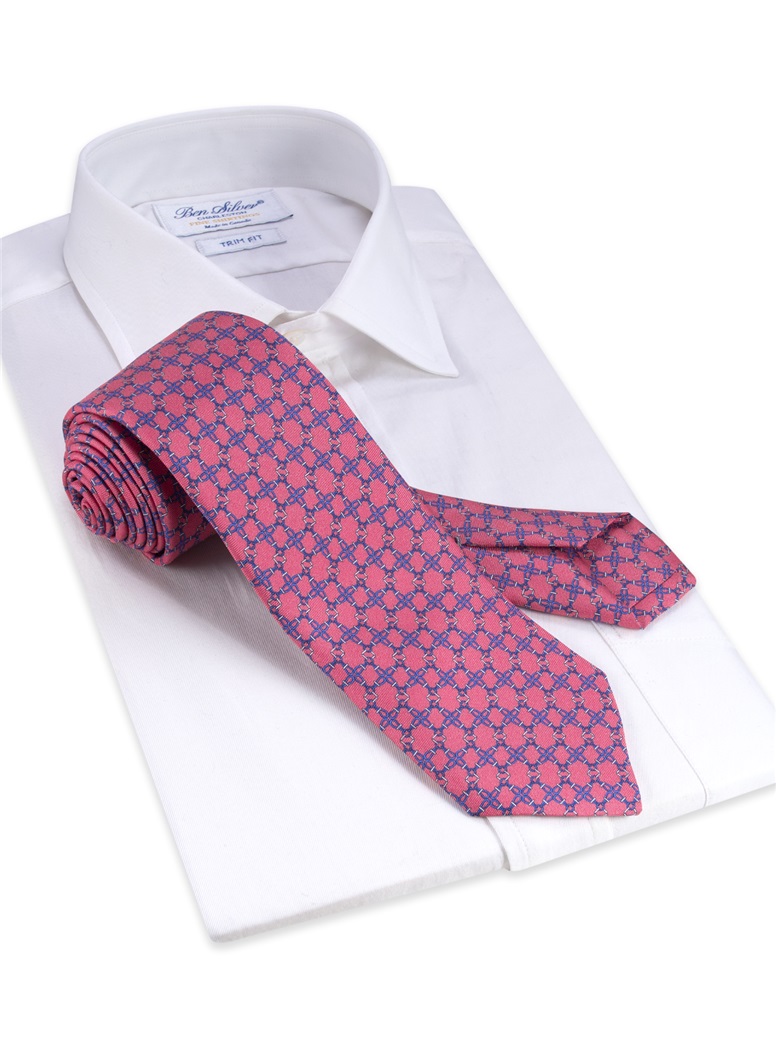 Silk Printed Tie in Pink