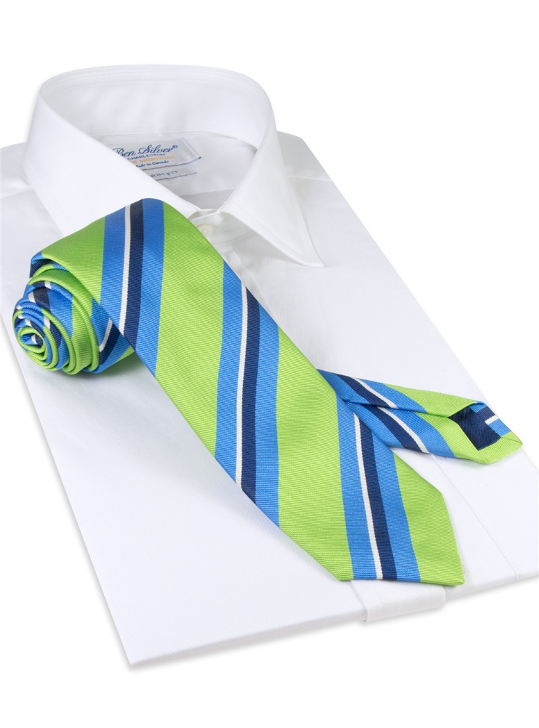 Silk Woven Multi-Stripe Tie in Lime